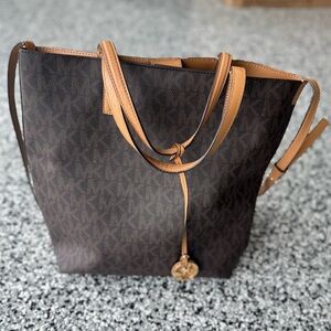 Michael Kors Dark Brown Tote with Tan Accents